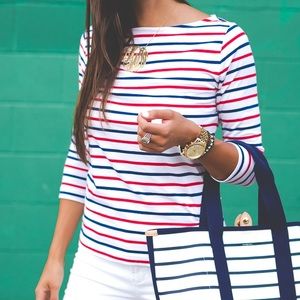 J. Crew Boatneck Striped Tee - Medium